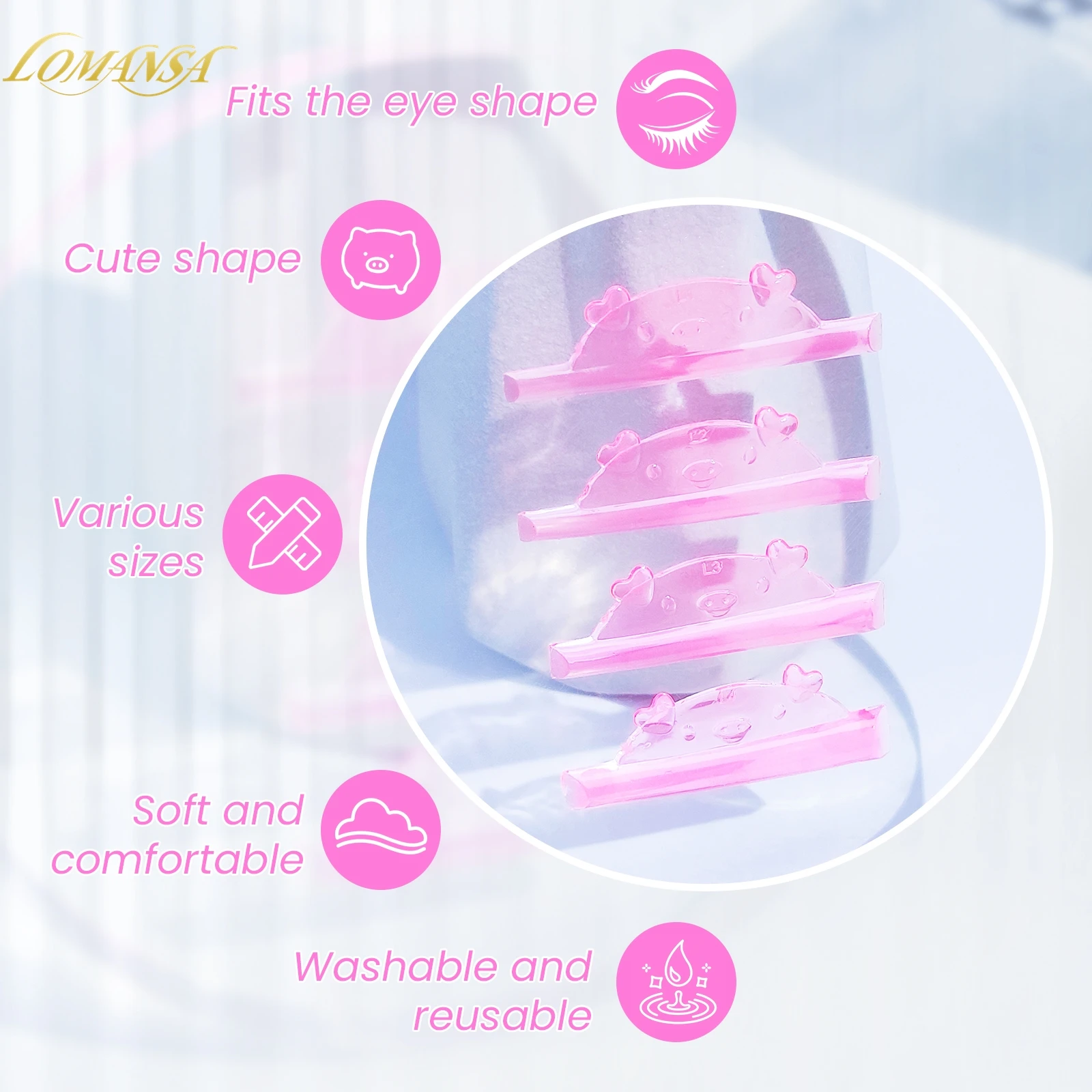 ロマンサ 4ペア Uカール シリコン製 まつげパーマパッド 粘着式まつげロッド シールド リフティング 3Dまつげカーラー アクセサリー メイクアップツール