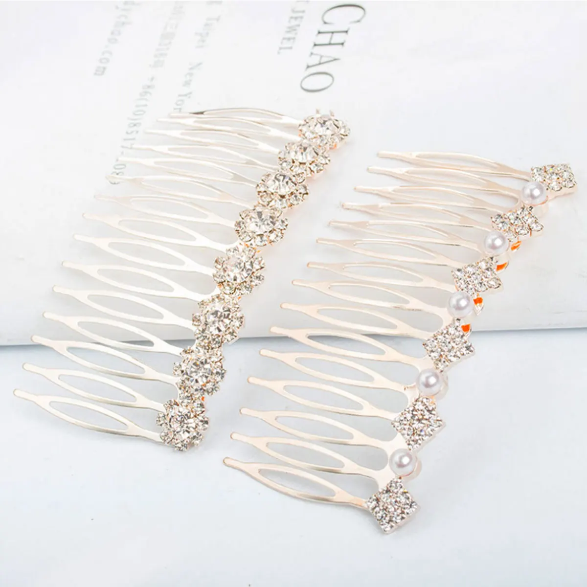 

2pcs Hair Accessories Elegant Bridal Combs Wedding Headdress Rhinestone Flowers Hairstyle Decorative Barrette