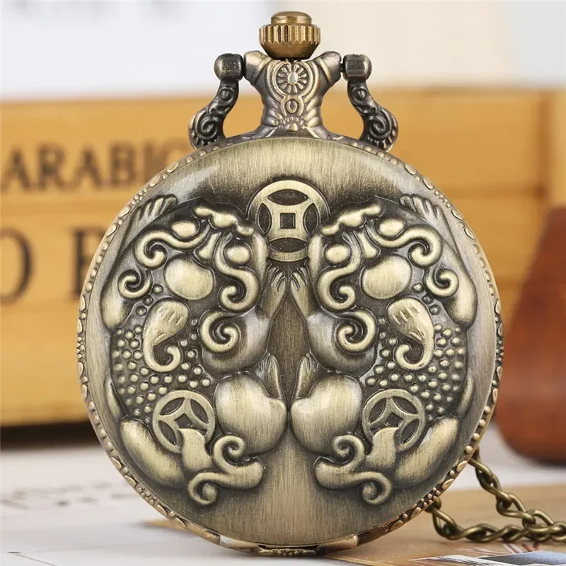 Steampunk Valiente Design للجنسين كوارتز ساعة جيب تناظرية ساعة ريترو أرقام عربية سترة قلادة سلسلة Reloj