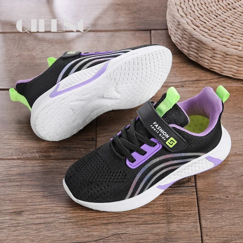 Cute Girls Casual Shoes White Mesh Sneakers Student Kids Summer Sock Footwear Fashion Children Sport Shoes Tenis Running Autumn