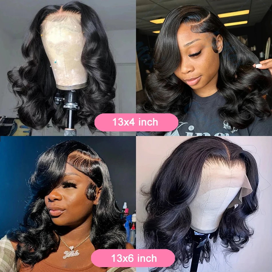 Body Wave Bob Pruik 13x6 Transparant Kant Frontale Pruik Braziliaans Menselijk haar Pruiken Maagd Remy Hair13x4 Vetersluiting Pruik 180% Dichtheid