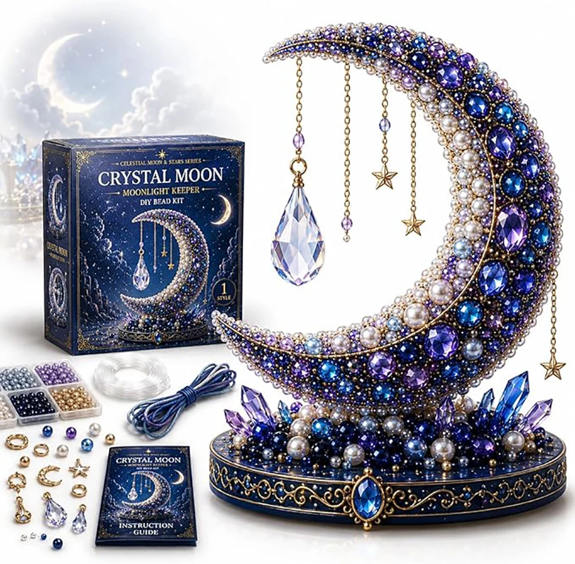 Elegant Moon Beading Kit Aesthetic Crescent Craft Set Celestial Diy Sun Catcher Decorative Home Decor Celestial Gem Mould Set