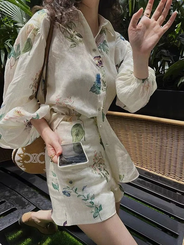 Conjunto de Verano para Mujer, Estilo Urbano, Camisa de Alta Gama con Protección Solar, Pantalones Cortos Anchos, Elegante, E...