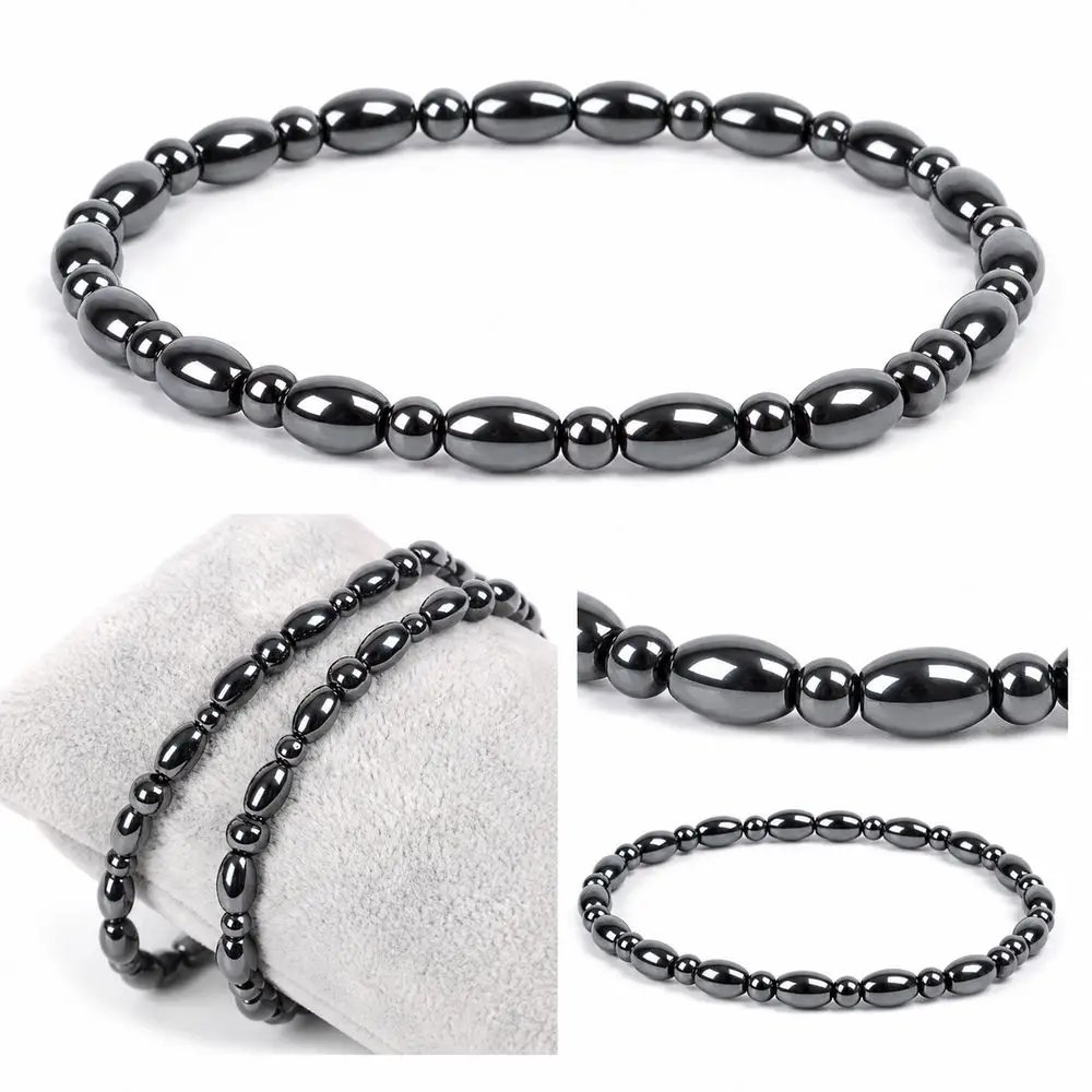 Magnetic Magnetic Beaded Bracelet Stretch Black Gallstone Black Obsidian Anklet Beaded Design Obsidian Stone