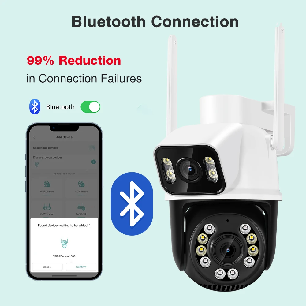 8MP 4K Wifi Camera PTZ Dual Screen AI Human Detection Auto Tracking Outdoor ONVIF CCTV Security Surveillance Camera ICSee