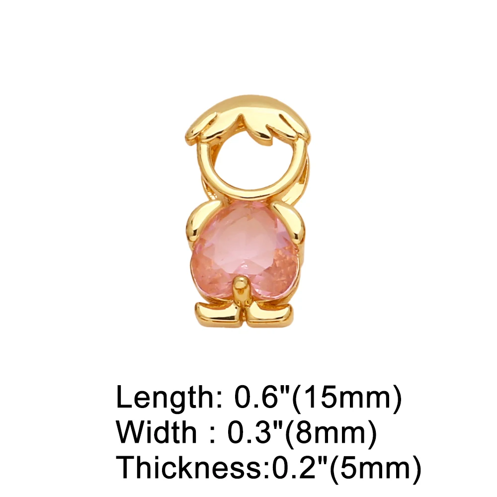 OCESRIO Multicolor Heart Crystal Little Boy Pendant for Necklaces Copper Gold Plated Jewelry Making Supplies Handmade pdtb613