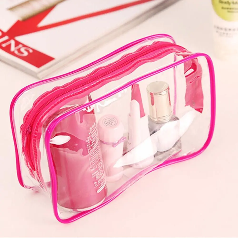 Women Portable Toiletry Makeup Pouch Cosmetic Zip Plastic Bag Transparent