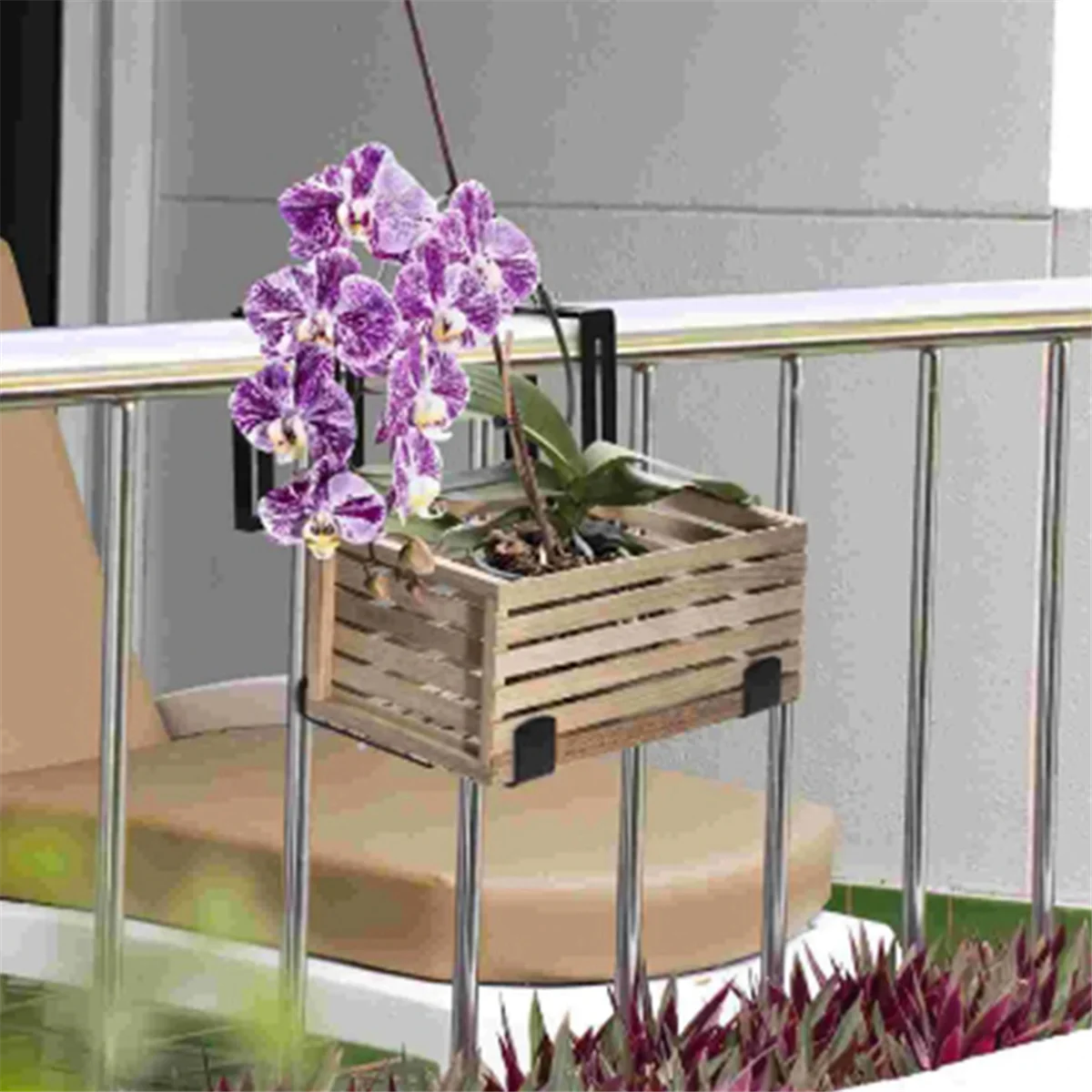 

GET! 2 Pcs Balcony Railing Hanging Flower Pot Hook Planter Hanger Adjustable Holder Wall Pots Outdoor Metal Bracket