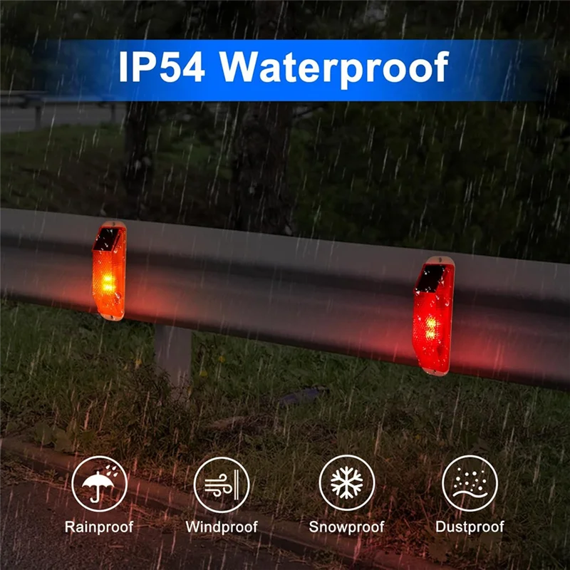 BNVN-Solar Warning Lights, Bright Solar Strobe Lamp Magnetic Base, Waterproof LED Beacon Safety Light Outdoor 4 Pack