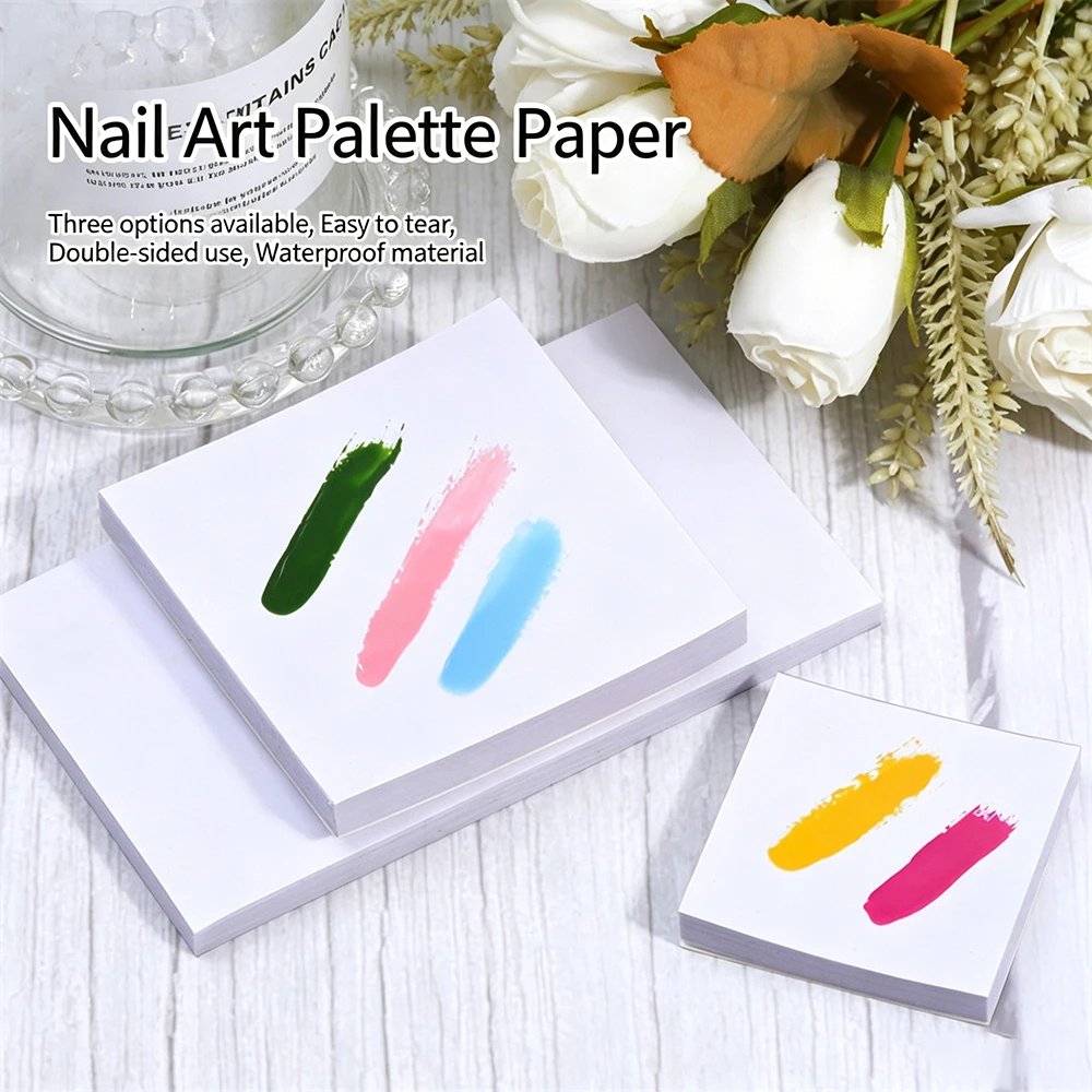 100Sheets Disposable Nail Art Mixing Palette Paper Waterproof Nail Polish Color Mixing Drawing Paper DIY Display Manicure Tools