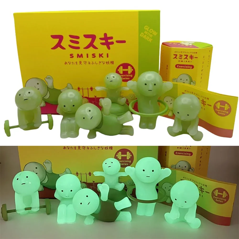 

Smiski Blind Box Toys Exercising Series Anime Action Figure Noctilucent Green Cute Doll Ornaments Decor Collect Christmas Gift