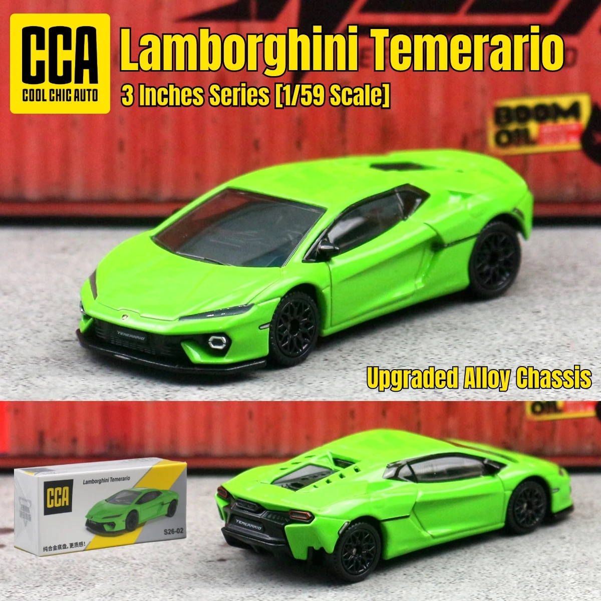 Modelo en Miniatura Lamborghini Temerario 1/59 CCA 1:64, Coche de Juguete de Aleación de Zinc de 3 Pulgadas, Ruedas Libres, Colección de Autos Fundidos a Presión, Regalo para Niños