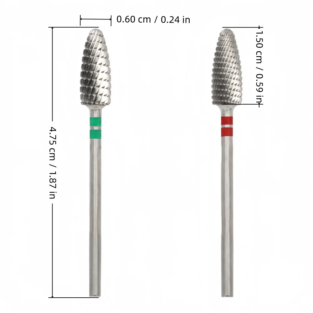 1Pc 3/32'' Shank Double Marked Tungsten Carbide Nail Drill Bit Dual-Cut E-File Bit for Gel Removal Shaping Manicure