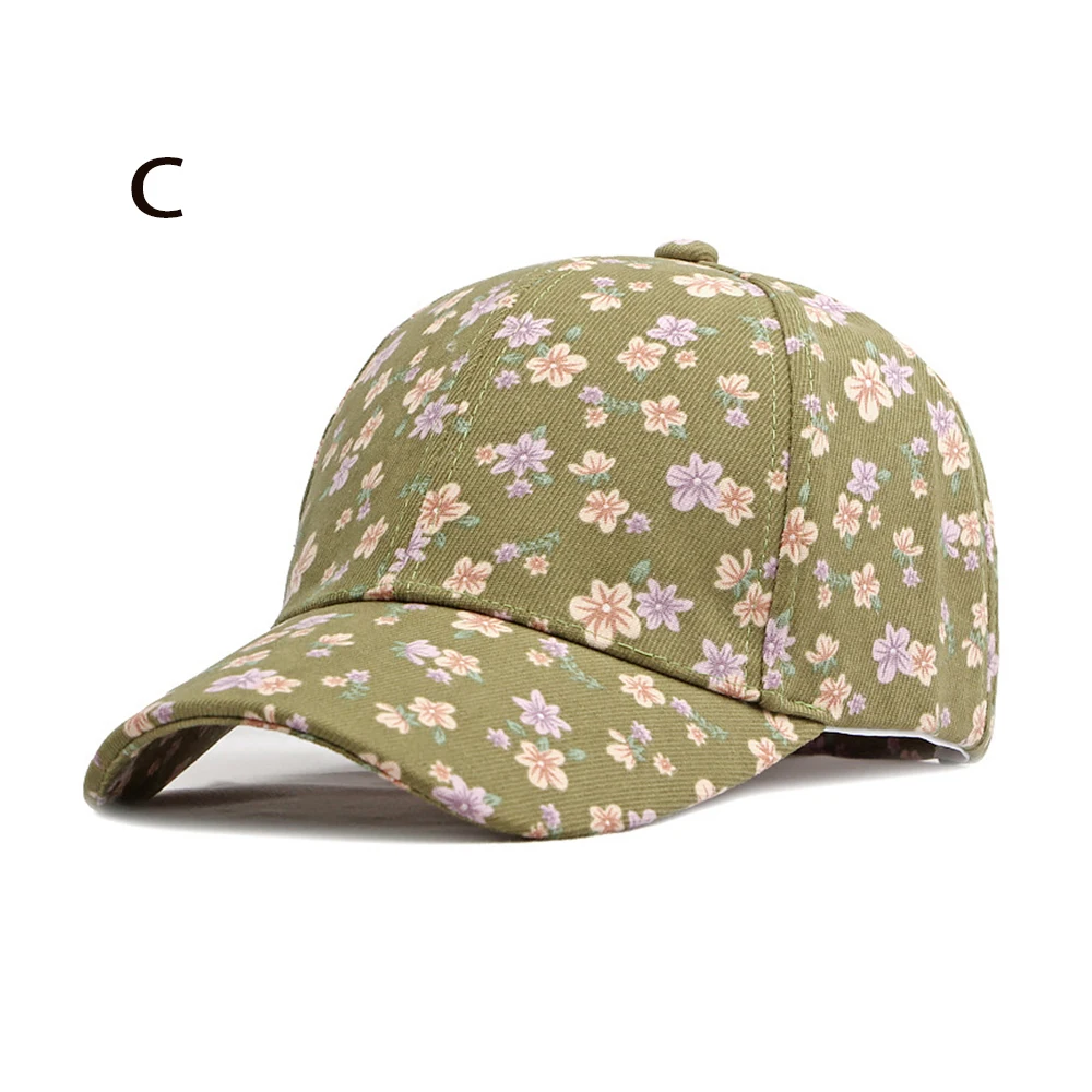 1 women\'s versatile flower printed baseball cap, spring and summer outdoor sun protection duckbill hat