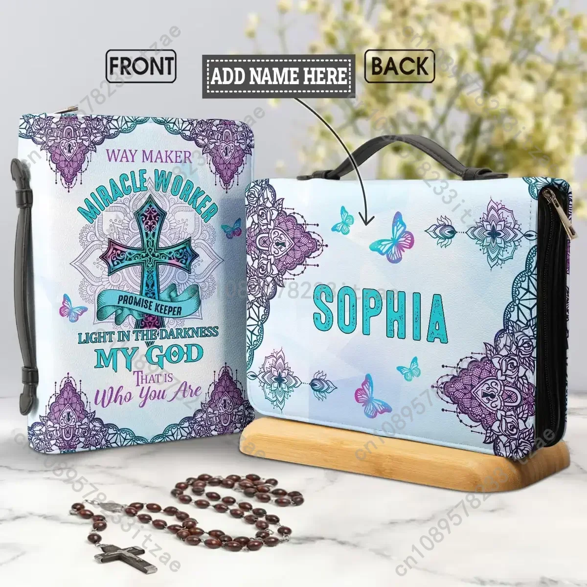 

Христианская женская сумка для Библии, фиолетовый крест, дизайн, чехол для Библии, сумки с ручкой на молнии, сумки для хранения Библии, персонализированные