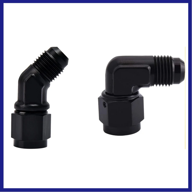 AN4 AN6 AN8 AN10 AN12 Black Female to Male 45 Degree 90 Degree Swivel Hose Fitting Adapter Aluminium