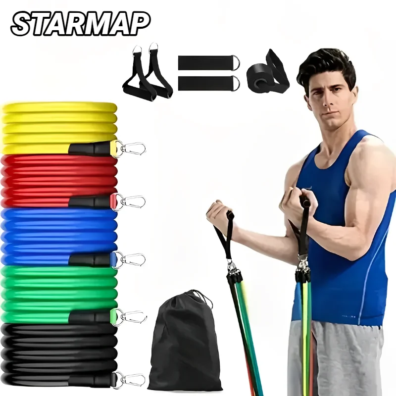 11 teile/satz Pull Seil Widerstand Bands Tragbare Fitness Ausrüstung Ankle Strap Brust Expander Elastische Übung Band