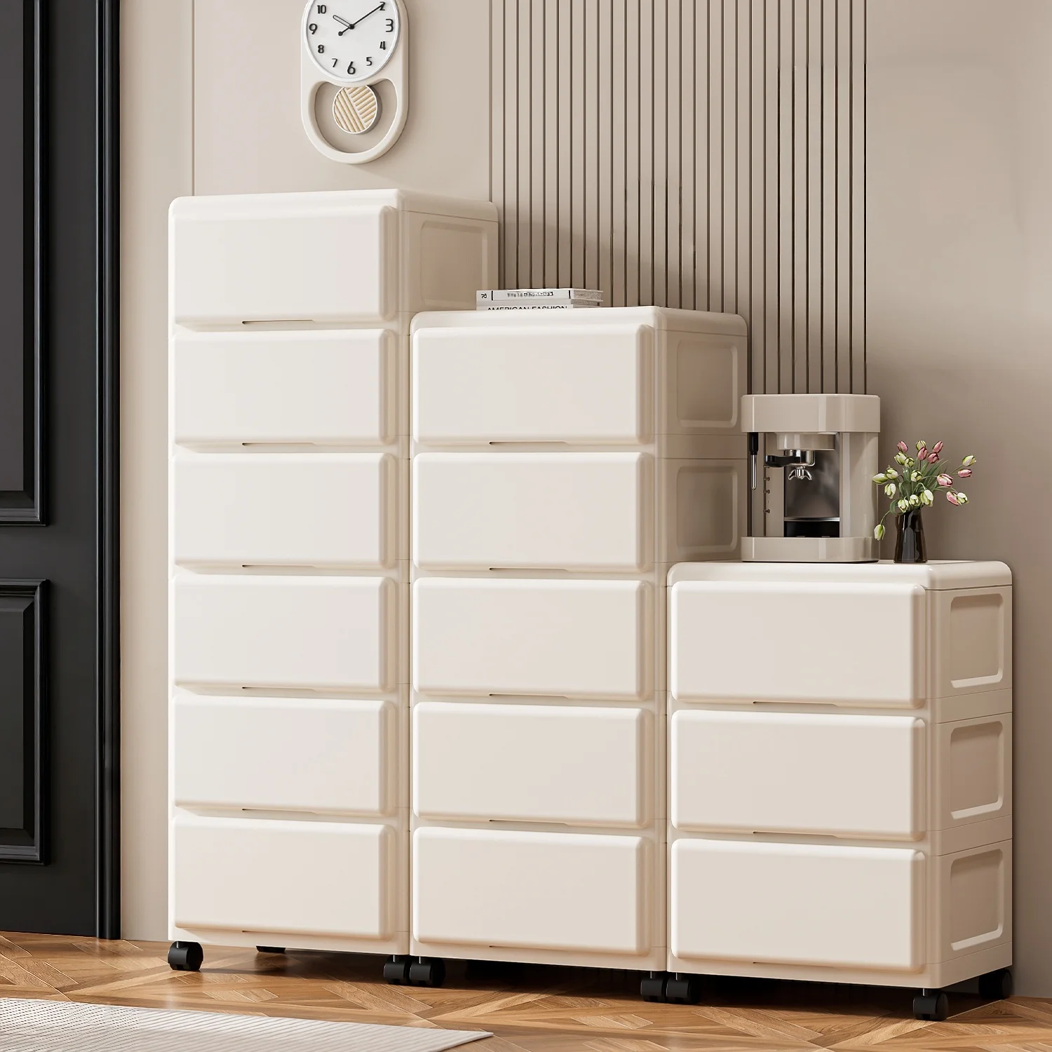 Home storage cabinet, drawer-style bedside table, multi-level under-table storage cabinet with wheels, movable storage box