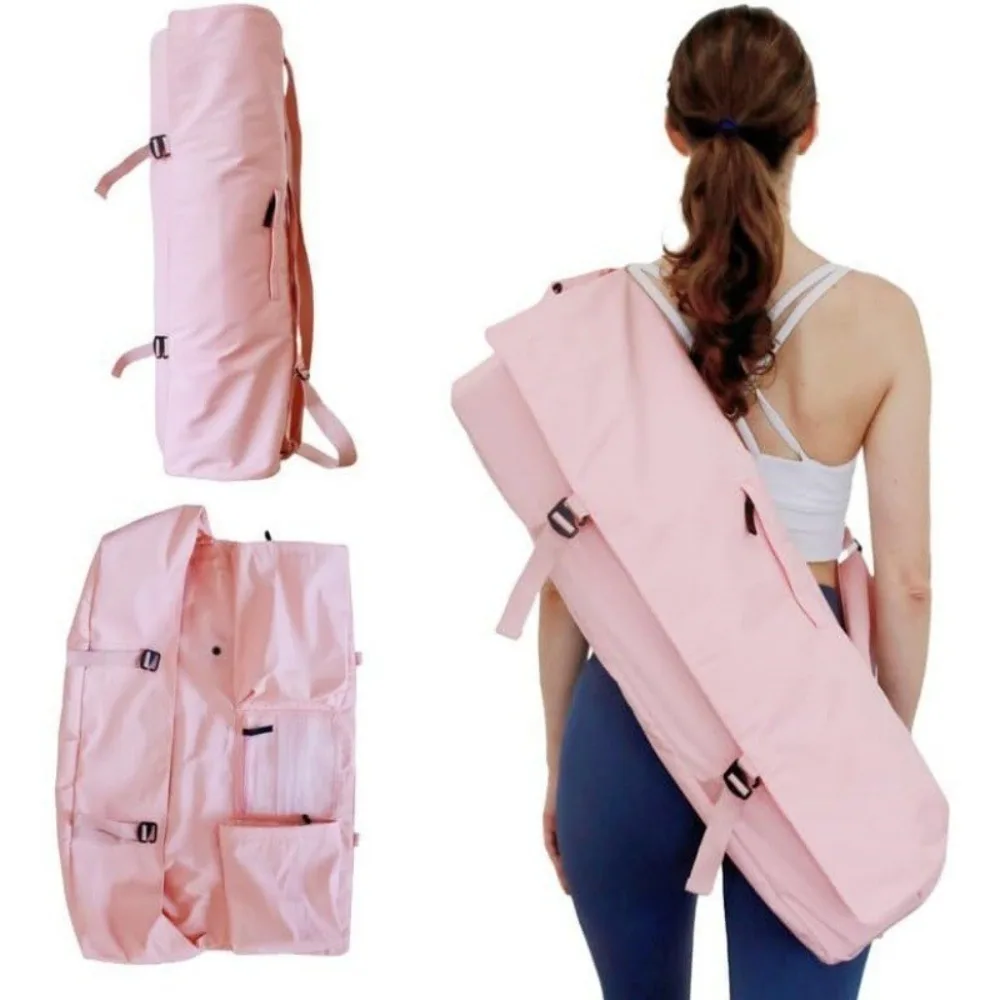 

Waterproof Yoga Mat Bag Fabric Adjustable Shoulder Strap Yoga Mat Holder Bag Canvas Mesh Pocket Sling Handle Mat Tote Bag