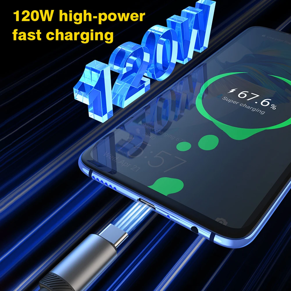 Byscoon 3 in 1 USB Cable Micro USB Type C Cable 120W Fast Charging Digital Display Cord For iPhone 15 14 Samsung S23 Xiaomi OPPO