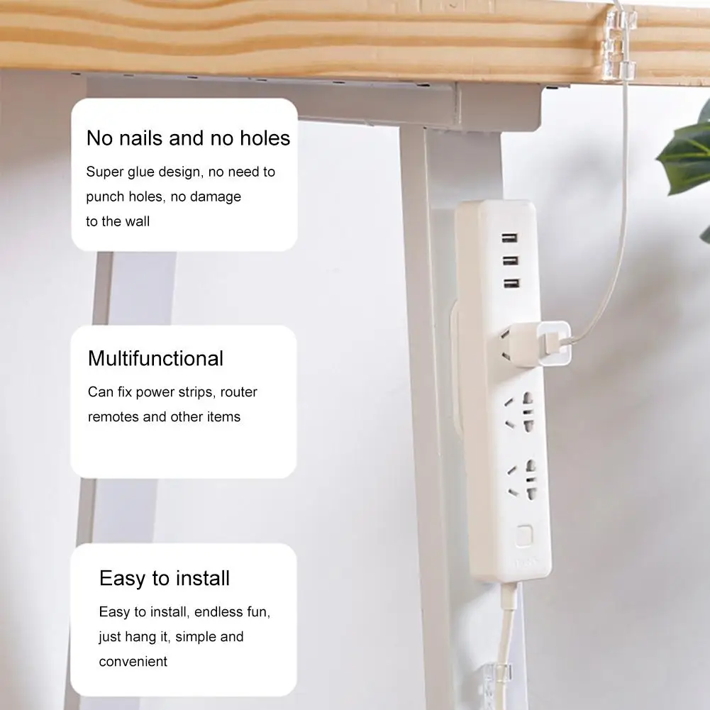 Punch-free Plug Fixer Self-Adhesive Socket Wire Organizer Power Strip Shelf