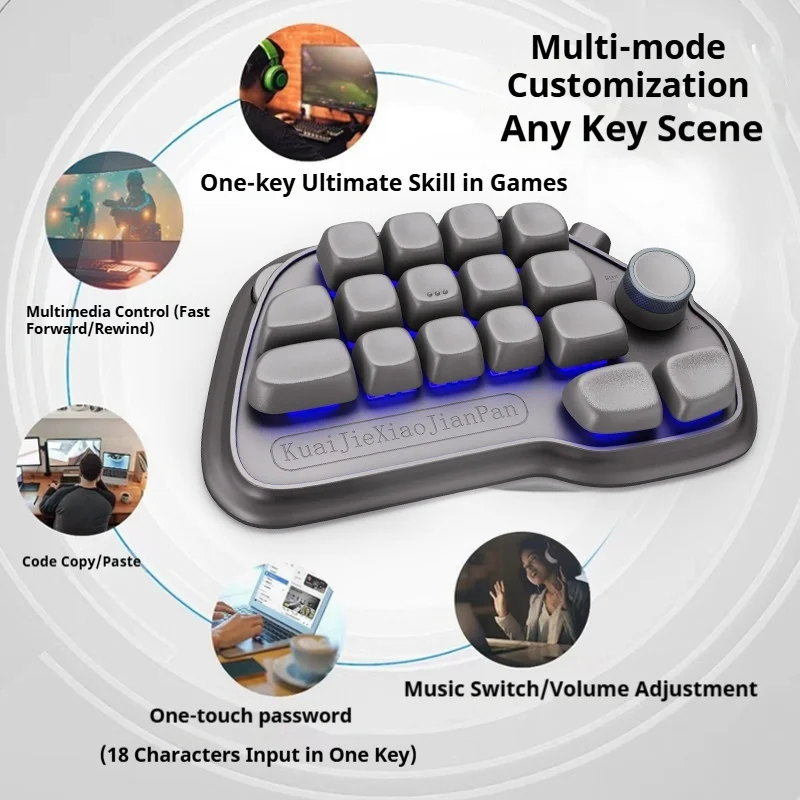 LRZK001 Customized Mechanical Keypad Wireless Tri-Mode Drawing PS Office Game Programming Drawing Keyboard 18 keys petite