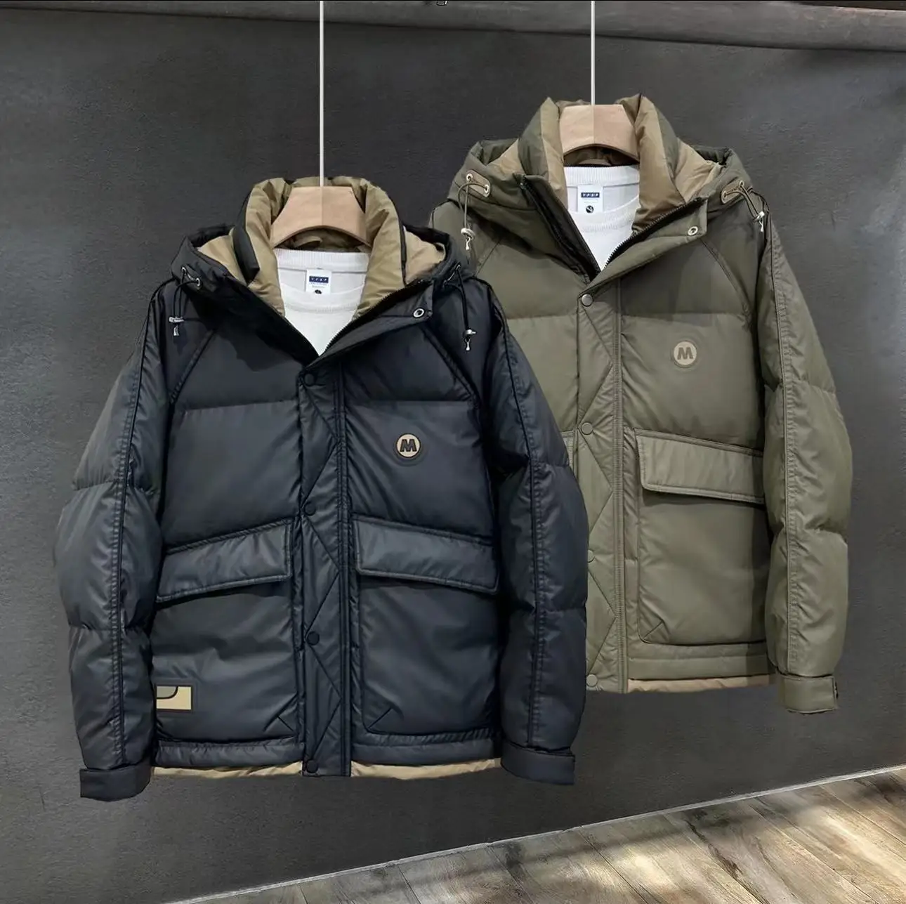 Winter Ongewassen Donsjack Met Capuchon Voor Heren Streetwear Koreaanse Stijl Trendy Werkkleding Dik Koud Bestendig Warm Eend Donsjack