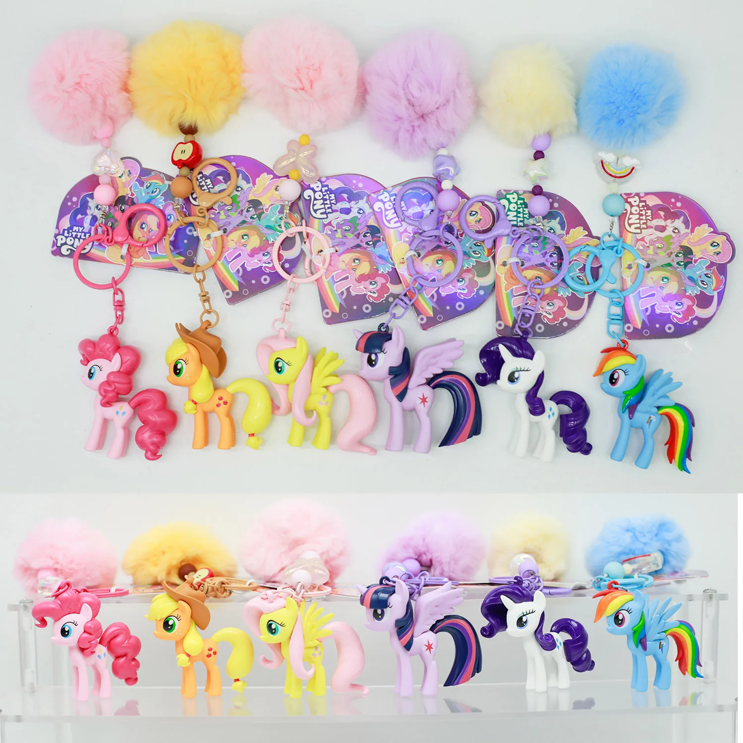 Original My Little Pony Kawaii Twilight Sparkle Applejack Pinkie Pie Schlüsselanhänger Anhänger Anime Cartoon Geburtstagsgeschenk Jungen Mädchen Spielzeug