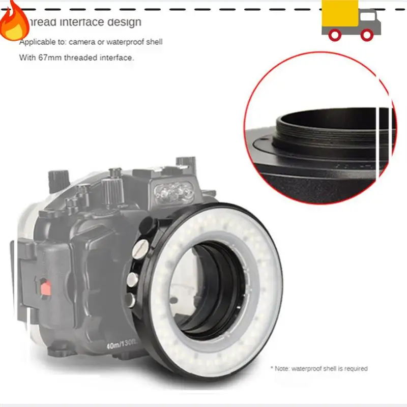 

Photography Waterproof Ring Light Fill Light 1200LM Ring Diving Fill Light Black