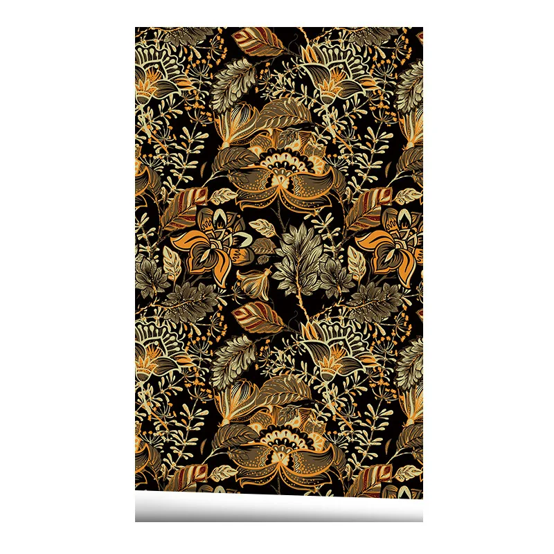 Peel and Stick Floral Wallpaper Vintage Autumn Flower Leaf Wallpaper for Bedroom Wardrobe Decal