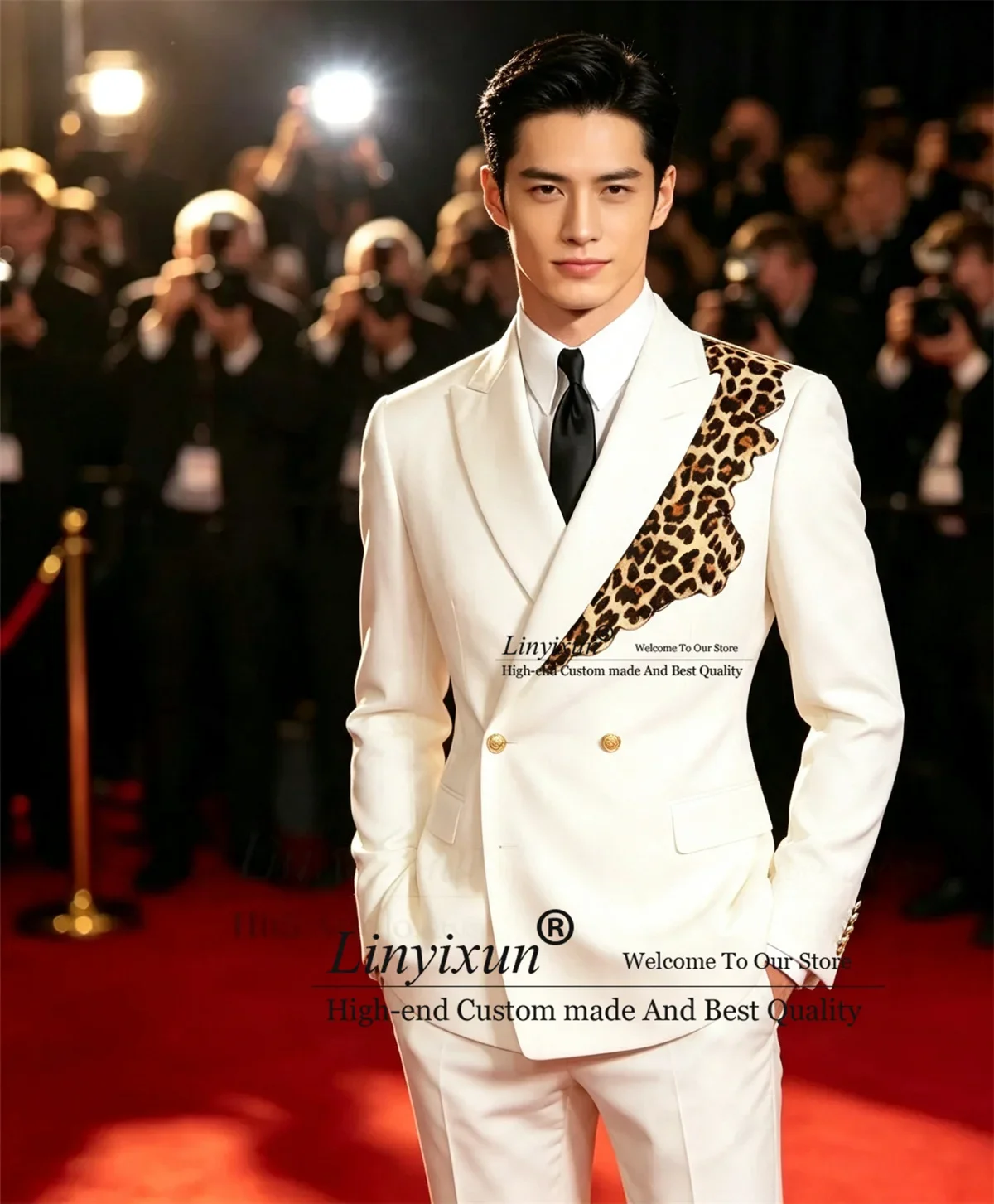 Fashion Leopard Print Men Suits Customized Wedding Groom Tuxedos 2 Pieces Sets Male Party Blazers Double Breasted Ropa Hombre