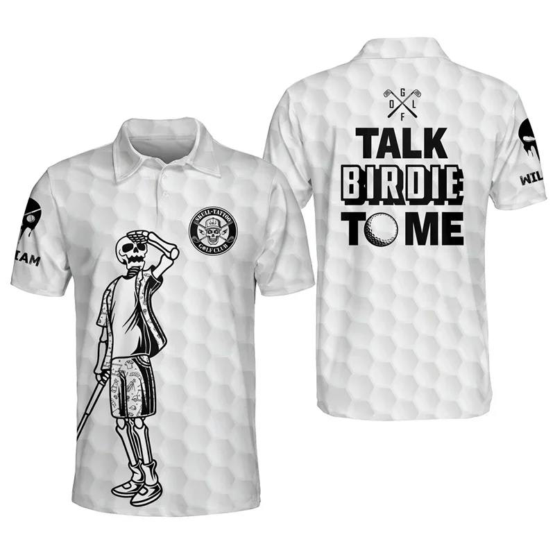 

Skull Talk Birdie To Me Funny Men's Golf Shirts Women Cool Fashion Simple Polo Tshirts High Quality Laper Short Sleeve Polo Tops