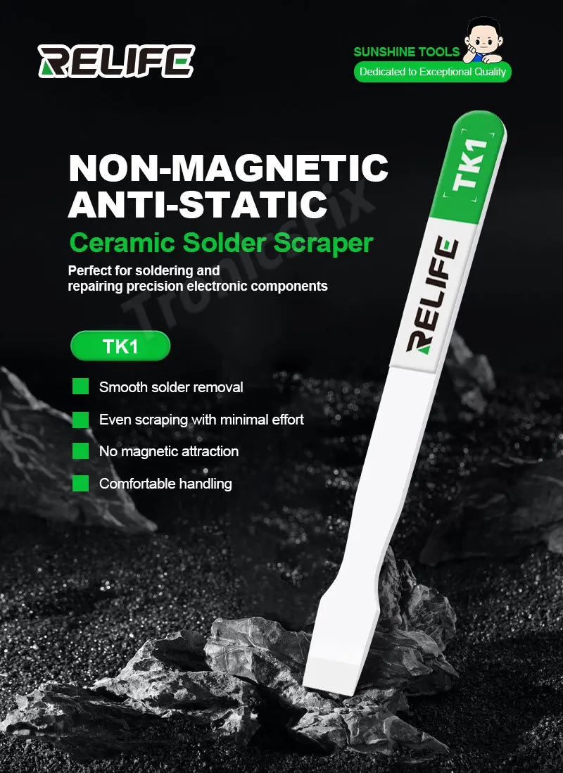 RELIFE TK1 Ceramic Tin Scraper Is Anti-static and Suitable for Precision Electronic Component Maintenance