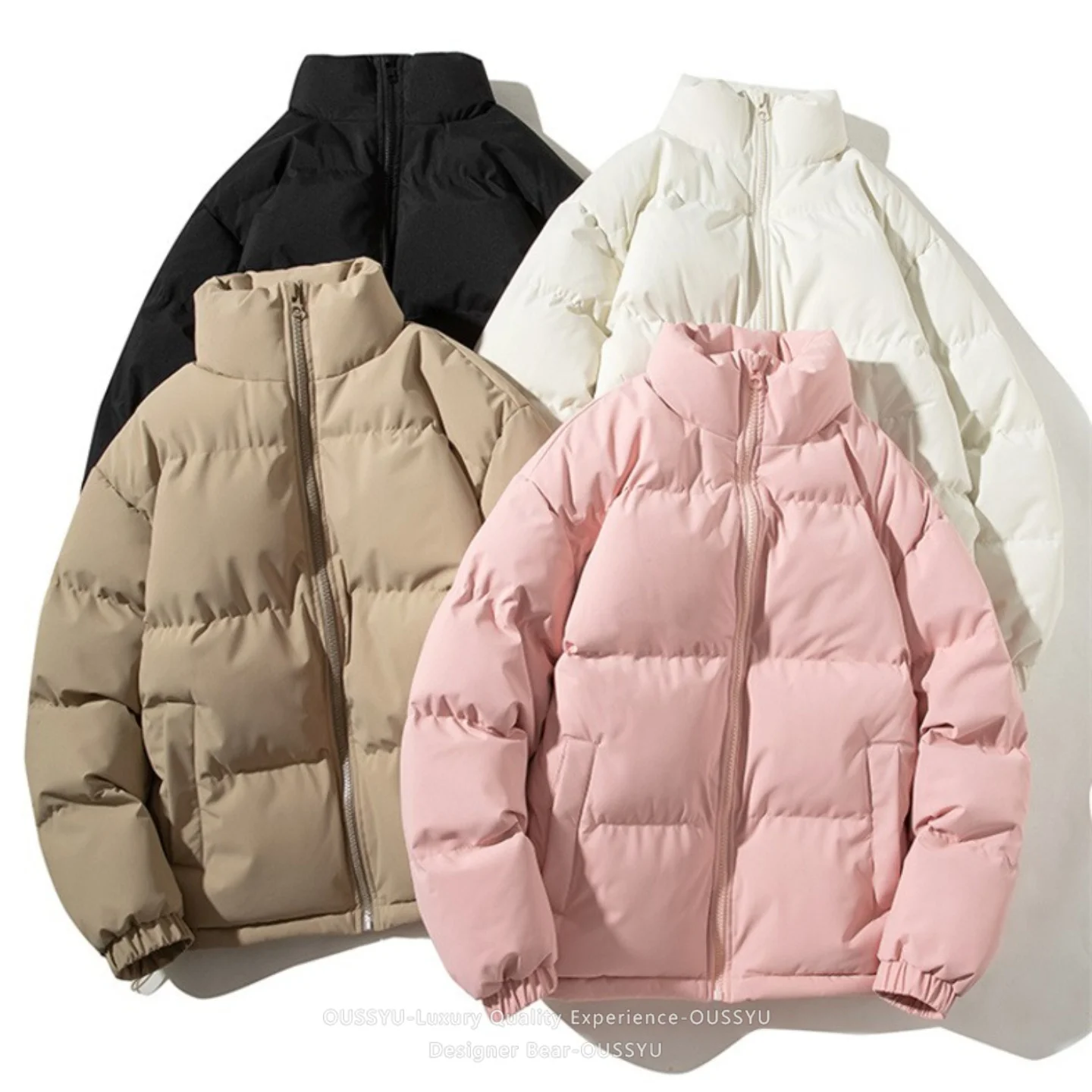 High Quality 2026 Men's Winter Solid Color Jacket Thick Warm Stand Pocket Collar Coat New Plus Size 4XL South Korea