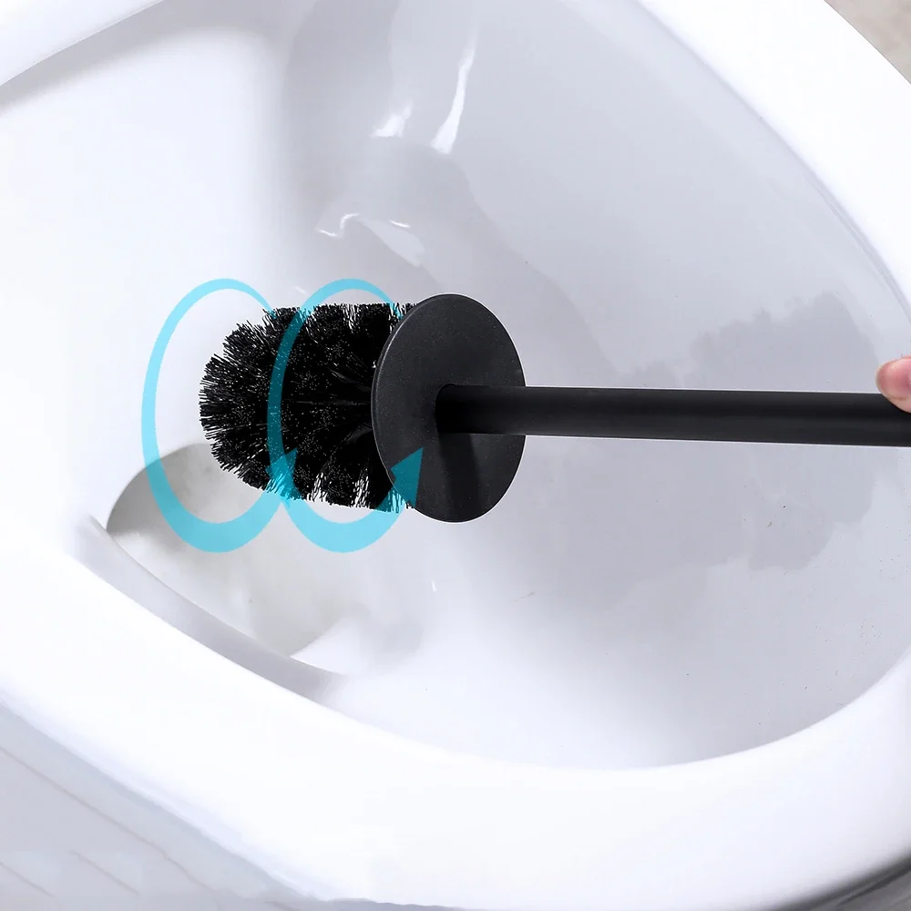 

Toilet Bowl Brush Holder Set Design with Holder for Deep Cleaning Under Rim Compact Hidden Scrubber for Modern RV Bathroom Acc