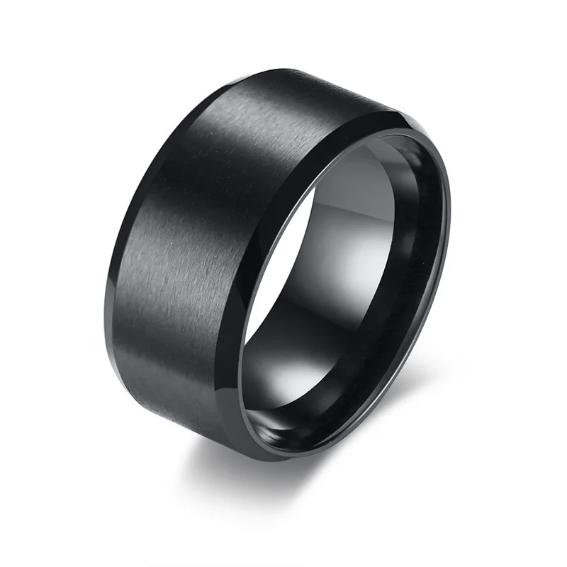 2mm/10mm/15mm Stainless Steel Ring for Women Men Boy Narrow Wide Black Brushed Surface Unisex Engagement Jewelry