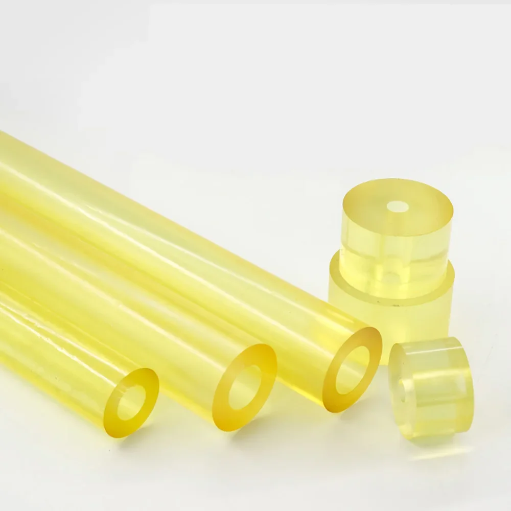 PU Nylon Hollow Rods Sticks Yellow Elastic Polyurethane Round Rod Diameter 20mm-40mm Self-defence Stick DIY Processing