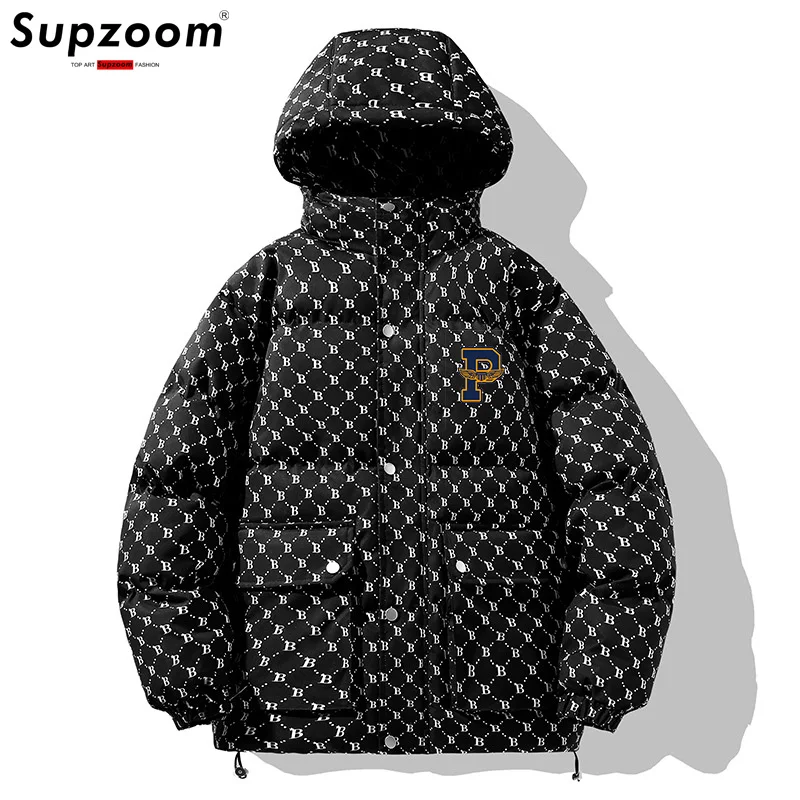 Supzoom 2025 Nový přírůstek Tisk Chléb Oblek Zimní bavlněný Pár Studené Oblečení S Kapucí Ležérní Pánské Bundy A Kabáty - náhled 3