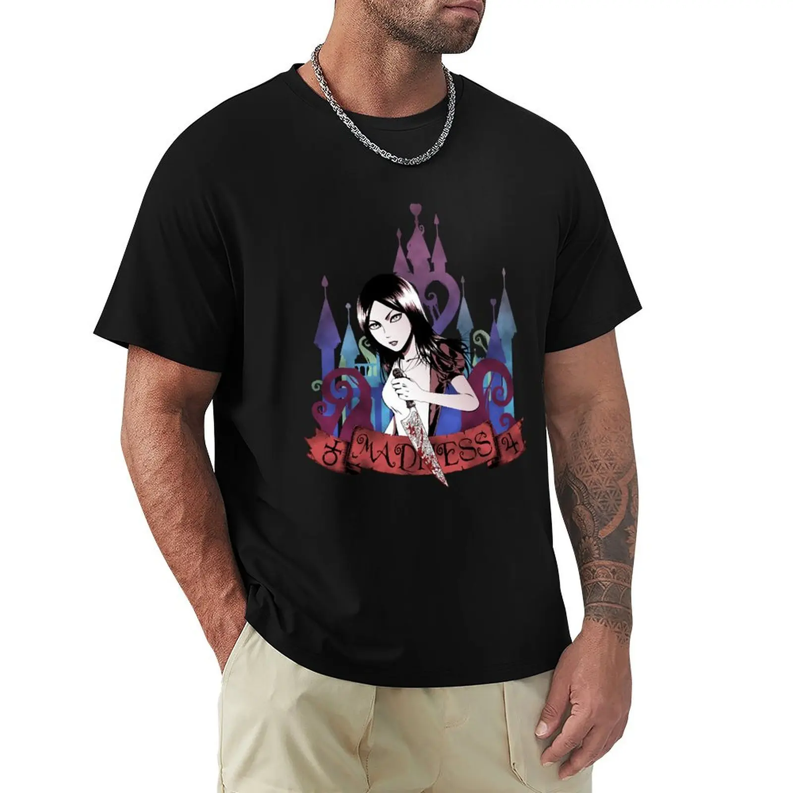 Футболка QUEEN.SLAND_MAD.NESS, рабочая, с коротким рукавом, из хлопка.