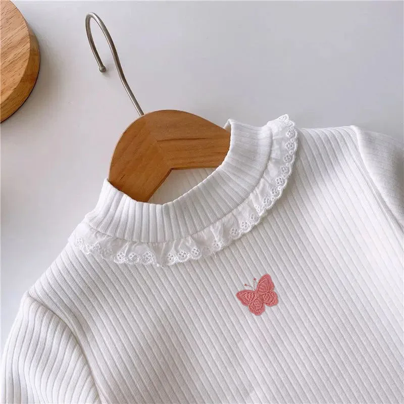 Girls' Stylish One-Piece Fleece Lined Base Layer - Autumn/Winter Baby's Versatile Fleece Top - Kids' Warm Inner T-Shirt Trendy