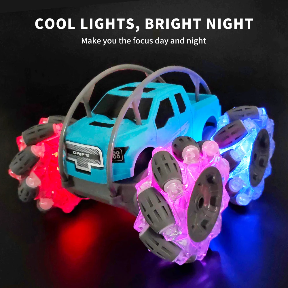 RC Car 2.4G Remote Control Drift Stunt Twisting Car With Cool Light 360° Rotation 4WD RC Climbing Off-road Vehicle Toys Gift