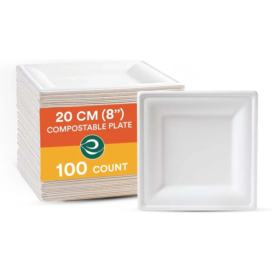 

Жемчужно-белые квадратные бумажные тарелки 100, 8 дюймов, идеально подходят для элегантных мероприятий, свадеб и походов на свежем воздухе. Экологичный одноразовый стол.