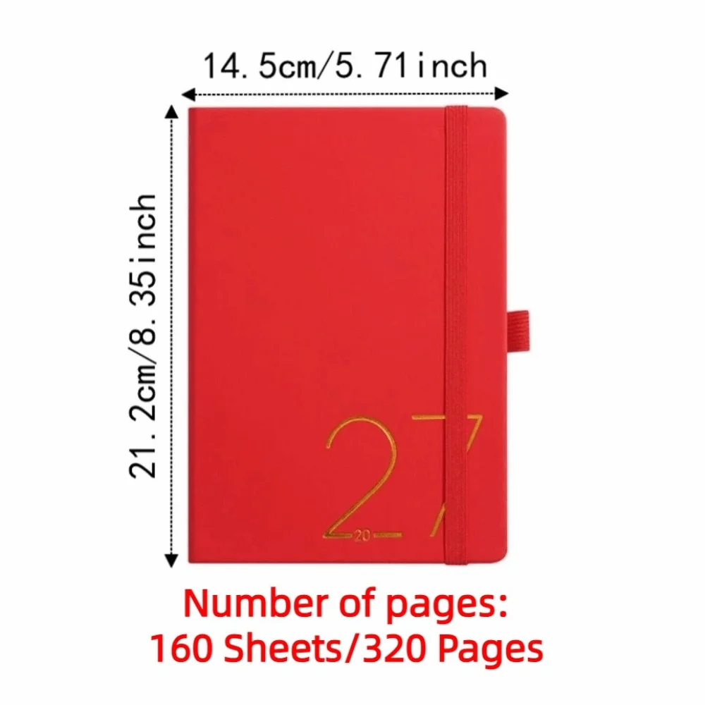 English 2027 Schedule Planner Notepad 12 Months Wear-resistant To-do List Notebook Efficiency Leather Cover Diary Writing Pads - view 4