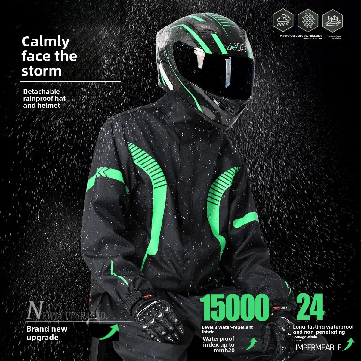 

2025 Motorcycle Riding Clothes Anti-special Men's Anti-rainstorm Split-body Raincoat Set