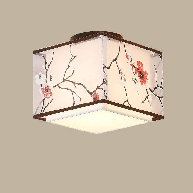 Chinese Traditional Style Ceiling Lamp Aisle Bedroom Led Pendant Lamp Fabric Lampshade Home Decor Living Room Chanderlier Lights