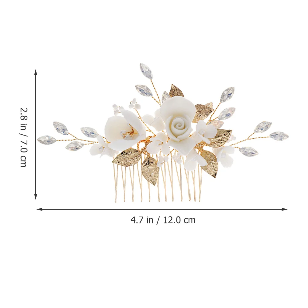 

Bridal Ceramic Hair Comb Durable Elegant Flower Headdress Wedding Party Daily Use Accessory Wedding Hair Comb Flower Headdress