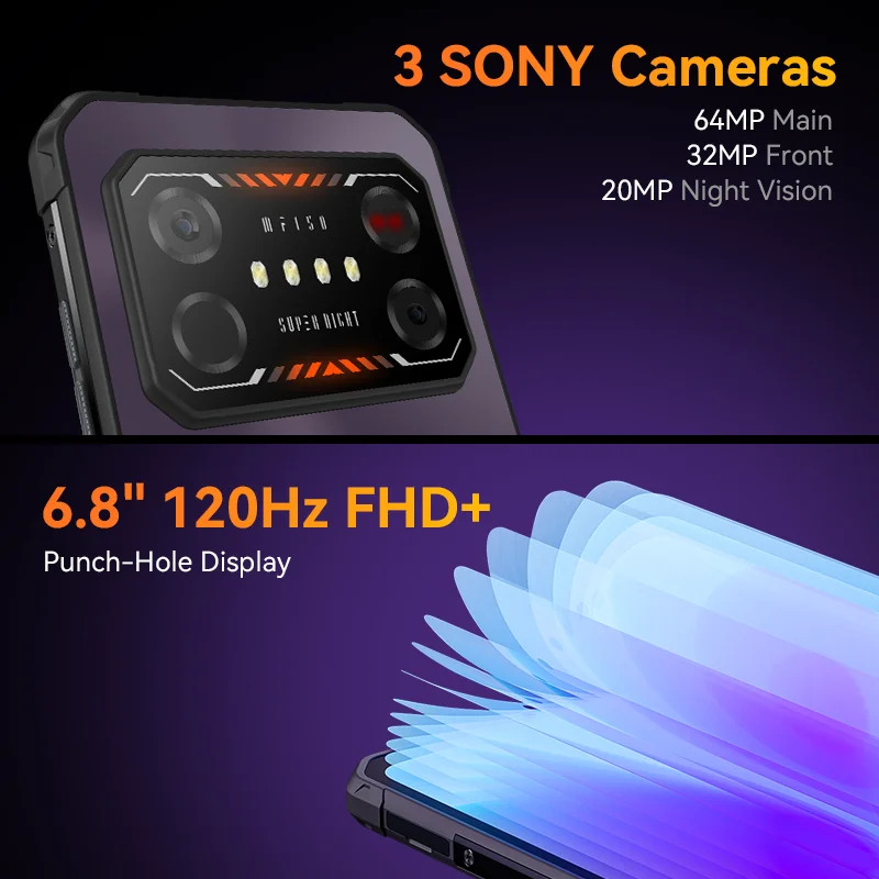 Ультрапрочный IIIF150 Air1 с функцией ночного видения, дисплей 6,8 дюйма FHD + 120 Гц, Helio G99, камера 64 мп, стандартная 8 ГБ + 256 ГБ