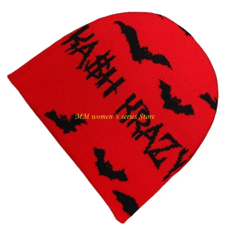 Q39C Punk Teenagers Hat Elastic Windproof Bat Pattern Hat Ear Protector Hat Adult Winter Cycling Skiing