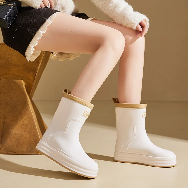 

Fashion Rubber Shoes for Man Casual Rain Boots Slip on Waterproof Work Mens Booties Four Seasons 2024 Men Platform Rain Boots