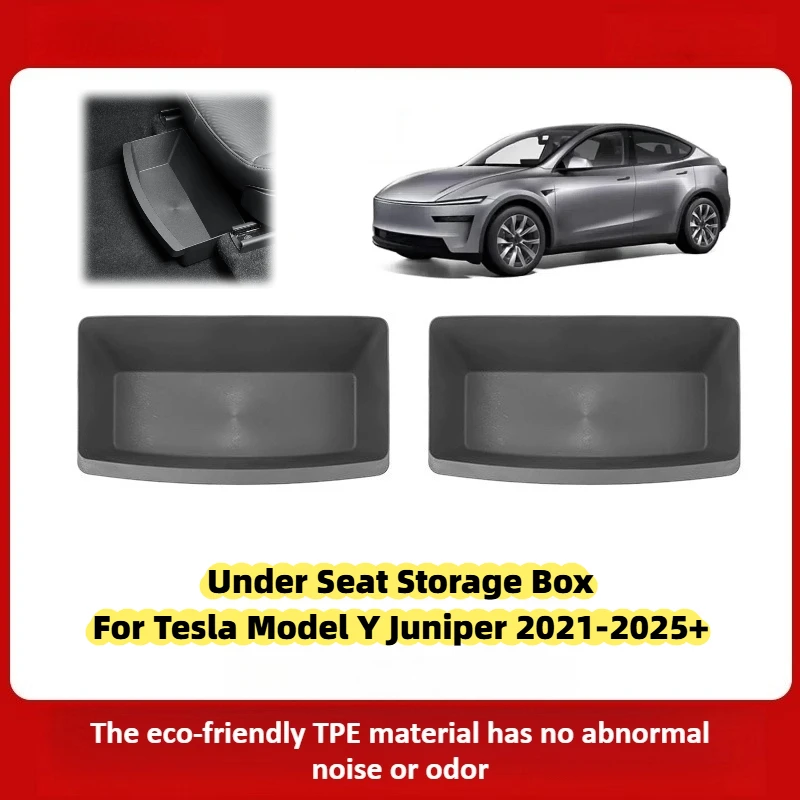 

Front Under Seat Storage Box for Tesla Model Y Juniper 2021-2025+ Waterproof TPE Organizer Bins Trash Tray Box Car Accessories